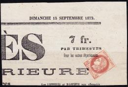 OBLITERATIONS TYPOGRAPHIQUES N°51 - S/Le Progrès Du Dimanche - 15/9/1872 - TB - Altri & Non Classificati