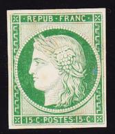 N°2 - 15c Vert S/papier Carton - Rousseurs - Altri & Non Classificati