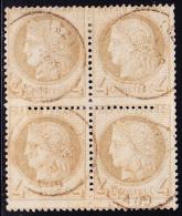 N°52a - Gris Jaunâtre - Bloc De 4 + Variété De Piquage - Consolidé -TB - 1871-1875 Ceres