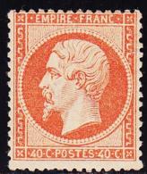 N°23 - 40c Orange - Charn. Légère - Dent. Inférieure Irrégulière - Sinon TB - 1862 Napoleone III
