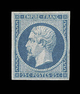 N°15 - 25c Bleu - Léger Déft - Signé + Certificat Calves - Asp. TB - 1853-1860 Napoleone III