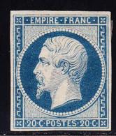 N°14Af - Bleu Laiteux Foncé - Pli Horiz. -  Asp.TB - 1853-1860 Napoleone III