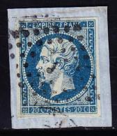 N°14Ad - Bleu S/vert - Obl. Los. Bâton "J"-TB - 1853-1860 Napoleone III