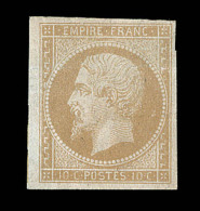 N°13Ab - 10c Bistre Orange - 1 Filet Voisin - Signé Calves - TB - 1853-1860 Napoleone III