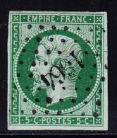 N°12c - Vert Foncé S/vert - TB - 1853-1860 Napoleone III