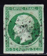 N°12 - Obl. PC - Tirant S/foncé - TB - 1853-1860 Napoleone III