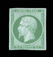 N°12 - 5c Vert - Signé A. Brun - TB - 1853-1860 Napoleone III