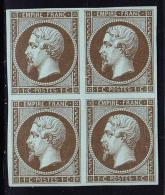 N°11c - Bloc De 4 - Mordoré - 2 Ex ** - TB - 1853-1860 Napoleone III