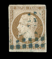 N°9 - 10c Bistre - Obl. Gros Points Bleus - B/TB - 1852 Luigi-Napoleone