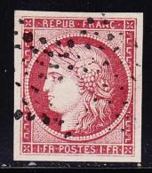 N°6a - 1Fr Carmin Clair - Obl. Étoile Muette - Faux De Spérati - Notifié Au Verso -TB - 1849-1850 Ceres