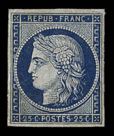 N°4a - 25c Bleu Foncé - Signé Calves - TB - 1849-1850 Ceres