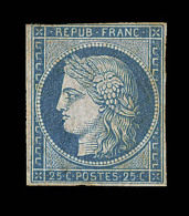 N°4 - 25c Bleu - Qques Défts - Sig. Calves - 1849-1850 Ceres