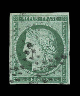 N°2b - 15c Vert Foncé - Signé A. Brun/Jamet - TB - 1849-1850 Ceres