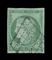 N°2 - 15c Vert - Obl. Grille - Signé A. Brun - TB - 1849-1850 Ceres