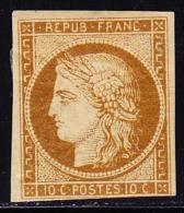 N°1a - 10c Bistre Brun - 1 Filet Biseau - 1849-1850 Ceres