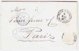 MARQUES D'ENTREE (N° Noël) N°1052 - Russie/Erquelines - Paris (Bleu) - 17/3/78 De St Petersbourg - Pr Paris - 1801-1848: Precursores XIX