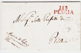 DEPARTEMENTS CONQUIS 113 PESCIA (Rge) - 1812 + Grd Cachet Illustré (faible) - Pour Pisa - TB - 1801-1848: Precursori XIX