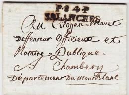 DEPARTEMENTS CONQUIS P.84.P SALANCHES - An 4 - Pr Chambéry - TB - 1801-1848: Precursors XIX