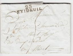 23 EXIDEUIL - 32 X 9 (1811) + Taxe Manus. - Pour Niort - TB - 1801-1848: Precursors XIX