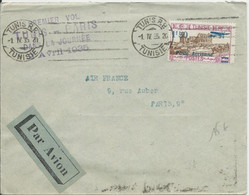 TUNISIE - 1935 - POSTE AERIENNE - ENVELOPPE 1° VOL DANS LA JOURNEE De TUNIS à  PARIS - Storia Postale