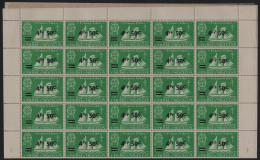 St Pierre Et Miquelon 1950 MNH Sc 320 Sheet Of 50 4.50fr Surcharge On 25c Schooner - Has Been Folded - Hojas Y Bloques