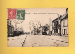 * CPA..dépt 60..RIBECOURT  :  Route  Nationale Et Le Bureau Fe Poste   : Voir Les 2 Scans - Ribecourt Dreslincourt
