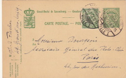 Entier Postal Luxembourg + Complement Pour Paris 1908 - Entiers Postaux