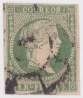 1857-170 CUBA. ESPAÑA. SPAIN. ISABEL II. 1857. Ed.ANT.7. 1 REAL. USADO EN ESPAÑA RUEDA DE CARRETA 1 MADRID. - Prephilately
