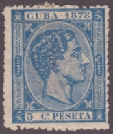 1878-73 CUBA ESPAÑA SPAIN. ANTILLAS. ALFONSO XII. 1878. Ed.44. 5c. AZUL. SIN GOMA. - Prephilately
