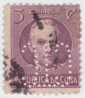 1917-298 CUBA REPUBLICA. 1917. PATRIOTAS 3c. PERFINS "CTC" CUBAN TELEPHON Co. - Unused Stamps