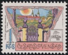 Czechoslovakia / Stamps (1988) 2842: Monument Of National Literature In Prague (Strahov Monastery) Painter Josef Liesler - Abadías Y Monasterios