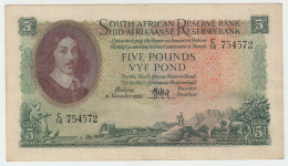 South Africa 5 Pounds 1950 VF+ Banknote Pick 96a  96 A - Suráfrica