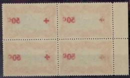 Belgian Congo - COB 77 - SCOTT B6 - Block Of 4 - Both Side Overprint - Red Cross - 1918 - MNH - Unused Stamps