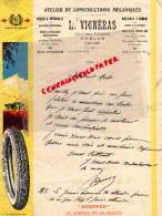 87 - CHALUS - FACTURE MANUSCRITE  L. VIGNERAS -CENTRAL GARAGE AUTO- GOODRICH PNEU- MACHINES A COUDRE-1920 - Transport