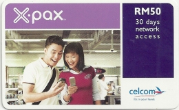 Malaysia - Celcom X-pax - Young People With Mobiles - GSM Refill 50RM, Exp. 27.07.2007, Used - Malasia