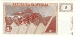 Slovenia 5 Tolarjev ND (1990), Specimen UNC (P-3s, B-203as1) - Slovenia