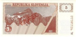 Slovenia 5 Tolarjev ND (1990), Specimen UNC (P-3s, B-203as1) - Eslovenia