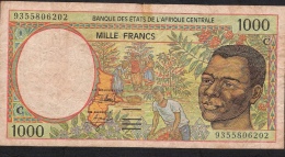 C.A.S. Letter C For Congo P102Ca 1000 FRANCS (19)93 FIRST DATE ! FINE NO P.h. ! - Zentralafrikanische Staaten