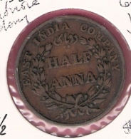 BRITISH INDIA EAST INDIA COMPANY 1/2 ANNA 1835 - India