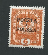 1919.FORGERY , AUSTRIAN  OCCUPATION  6 H.optd. POCZTA  POLSKA  ,CRACOW ISSUE .GUM - Ongebruikt