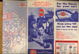 AMOCO American Oil Company Folding Map Of Delaware Maryland Virginia 1952 - Etats-Unis