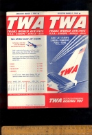 TWA Trans World Airlines Routes 1960& Schedule From Paris Boeing 707 Aircraft Avion Flugzeug - Estados Unidos