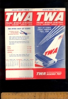 TWA Trans World Airlines Routes 1960& Schedule From Paris Boeing 707 Aircraft Avion Flugzeug - Verenigde Staten