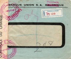 Greece 1937, Thessalonika, # 3,   Overprinted Issues , On Registered Letter,   Multi Franking - Interesting - Brieven En Documenten