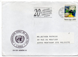 NATIONS-UNIES-Office Genève--Lettre De Genève Pour Montagny Ste Félicité-60--France-tp -cachet 20° Anniversaire - Covers & Documents