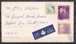 CANADA, 1972, Airmail Cover From Canada To India,  3 Stamps, - Brieven En Documenten