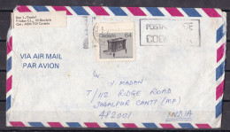 CANADA,  Airmail Cover From Canada To India, 1 Stamp, Wood Stove - Briefe U. Dokumente