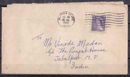 CANADA, 1953,  Cover  From Canada To India, 1 Stamp, Queen - Lettres & Documents