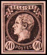 1865. Leopold I. BELGIQUE POSTES 40 CENTIMES Essay. Black On Rosaorange Paper.  (Michel: ) - JF194603 - Essais & Réimpressions