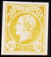 1865. Leopold I. BELGIQUE POSTES 40 CENTIMES Essay. Yellow     (Michel: ) - JF194597 - Essais & Réimpressions